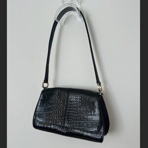 Vintage Liz Claiborne Black Snakeskin Faux Leather Shoulder Purse